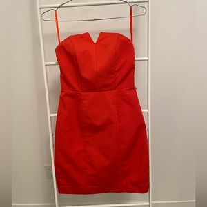 Strapless Dress Bright Orange